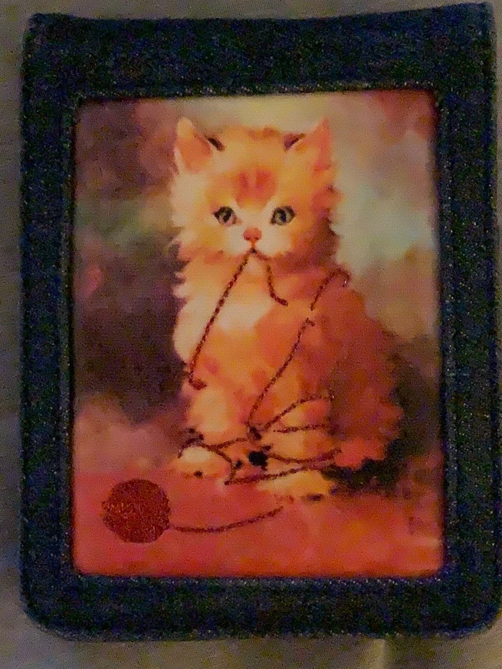Denim Wallet with Kitten